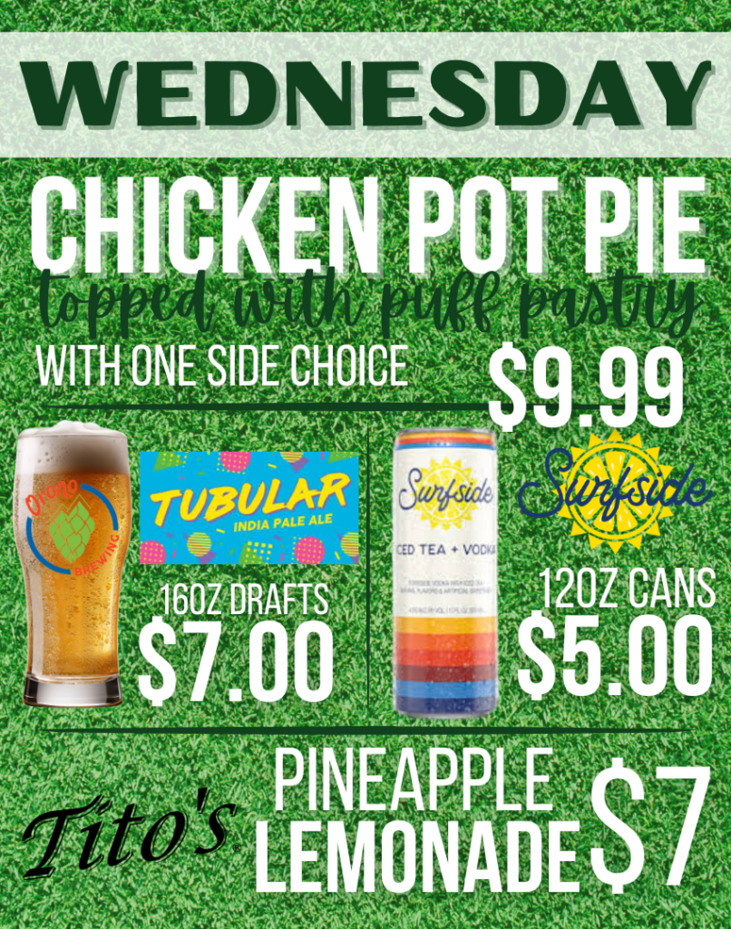 Daily Specials, Wednesday food and beverage specials